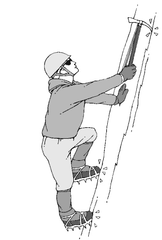 Plezanje v zelo strmem ali navpičnem ledu ali snegu s pomočjo dveh cepinov - Piolet Traction (Vir: Mountaineering: the freedom of the hills).