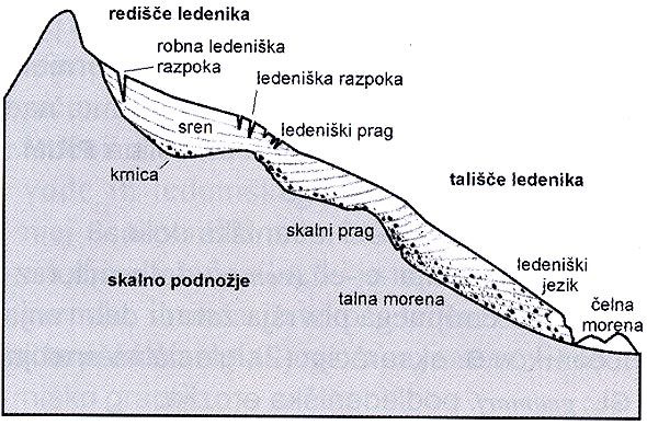 Višinski prečni prerez ledenika (Vir: AO Kozjak).